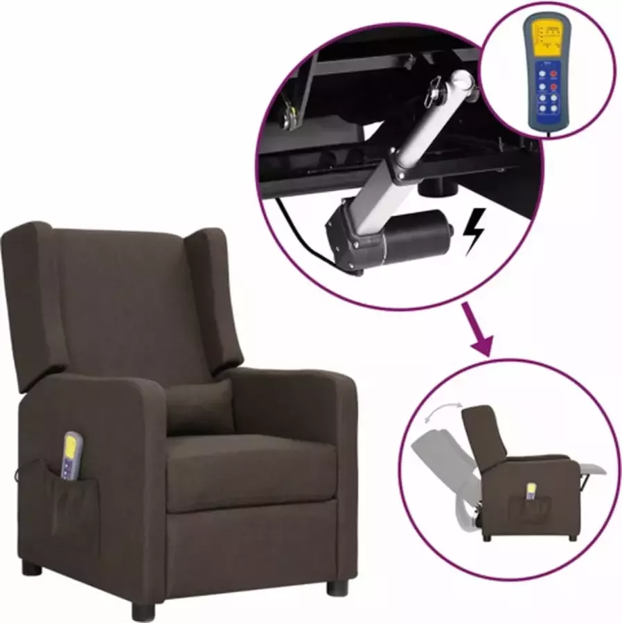 VidaXL Sta-op-massagestoel verstelbaar stof bruin