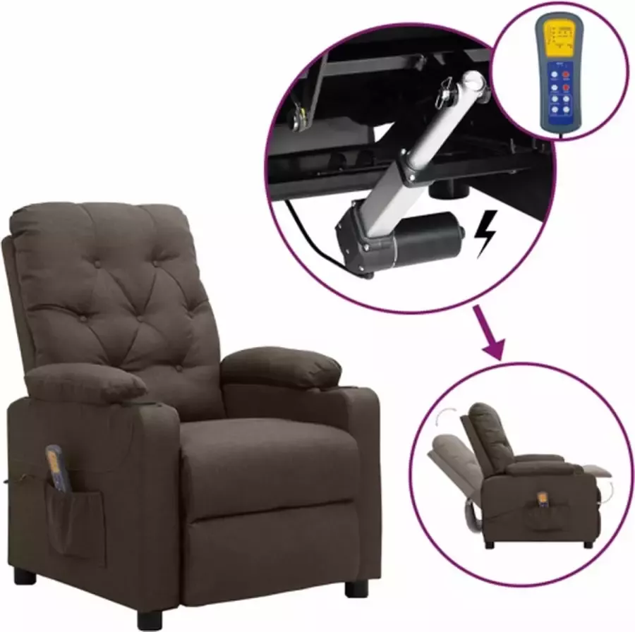 VidaXL Sta-op-massagestoel elektrisch verstelbaar stof bruin