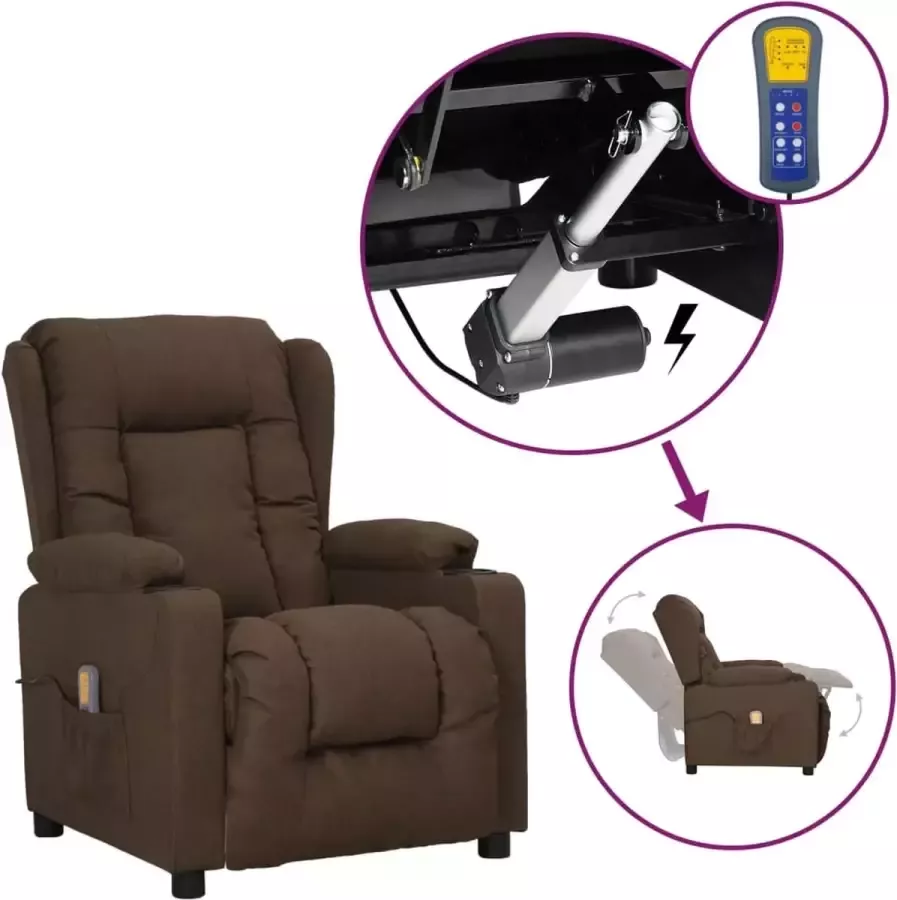 VidaXL Sta-op-massagestoel verstelbaar stof bruin