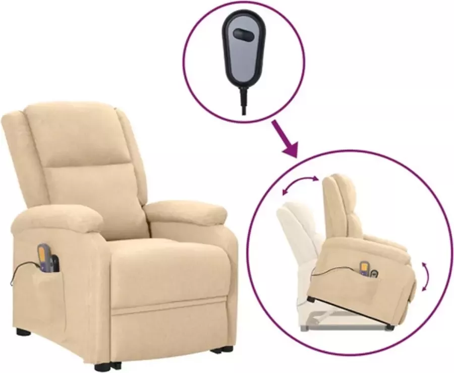 VidaXL Sta-op-massagestoel verstelbaar stof crèmekleurig - Foto 5