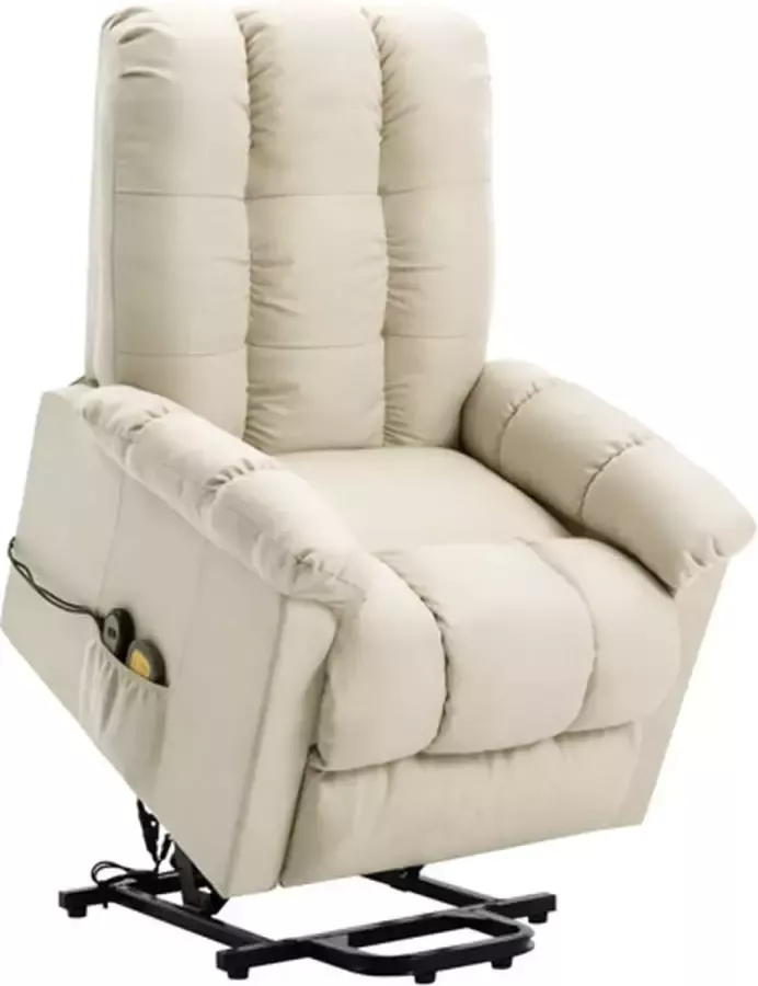 VidaXL Sta-op-massagestoel verstelbaar stof crèmekleurig