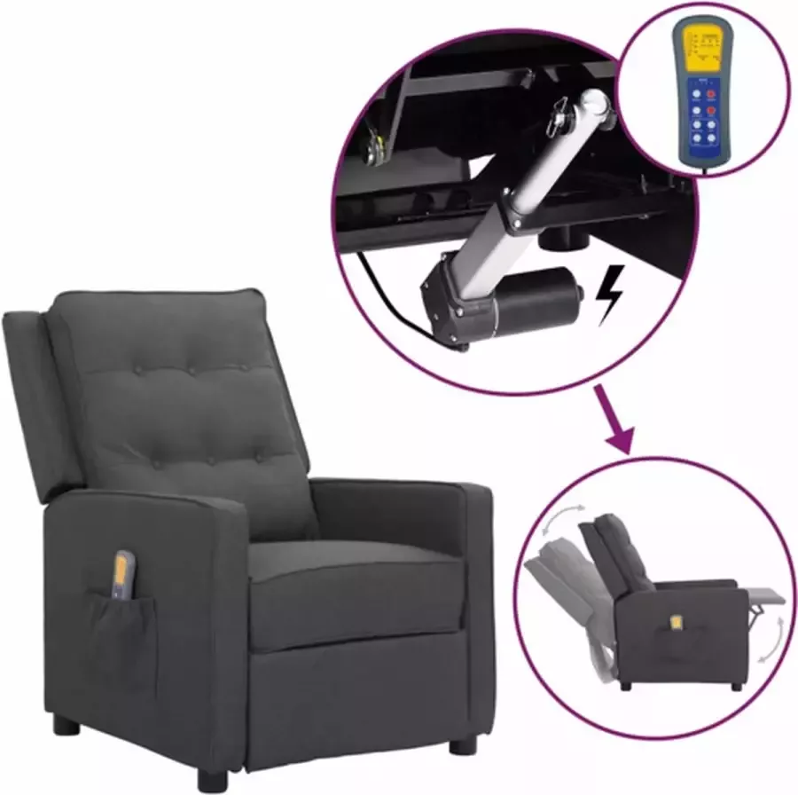 VidaXL Sta-op-massagestoel verstelbaar stof donkergrijs