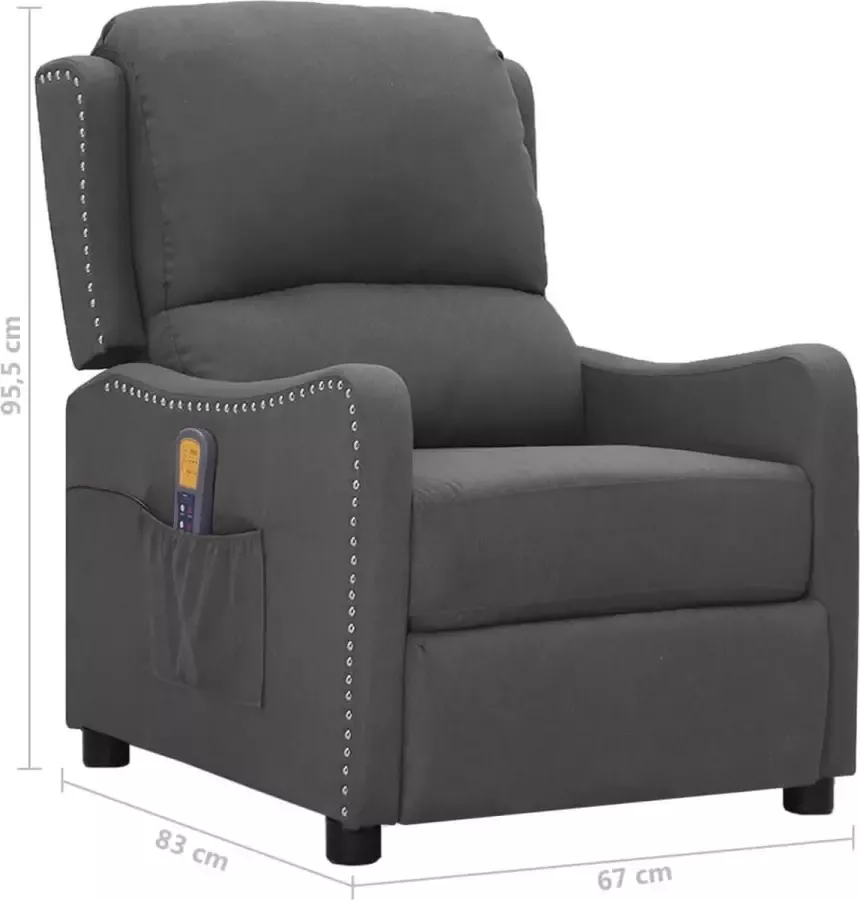 VidaXL Sta-op-massagestoel verstelbaar stof donkergrijs