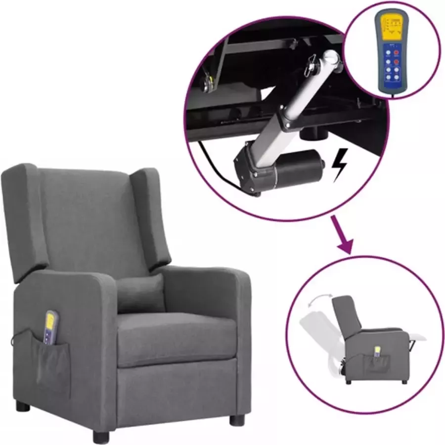 VidaXL Sta-op-massagestoel verstelbaar stof lichtgrijs - Foto 2