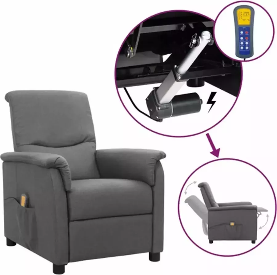 VidaXL Sta-op-massagestoel verstelbaar stof lichtgrijs - Foto 3