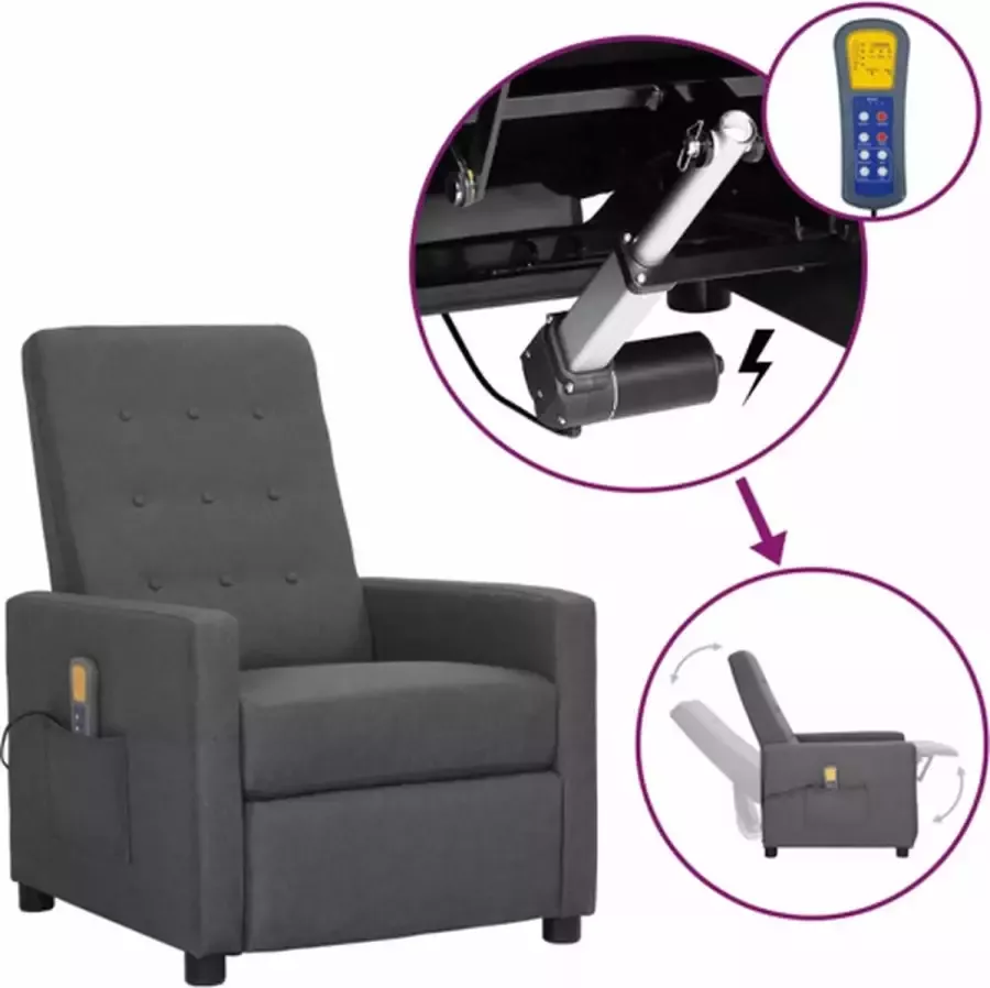 VidaXL Sta-op-massagestoel verstelbaar stof lichtgrijs - Foto 4