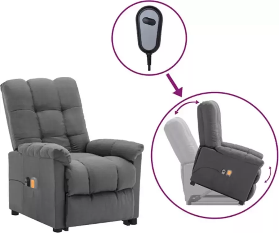 VidaXL Sta-op-massagestoel verstelbaar stof lichtgrijs - Foto 6