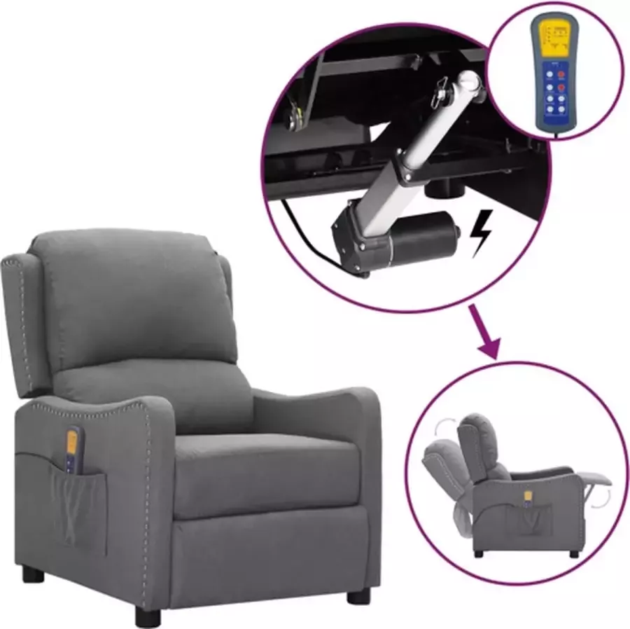 VidaXL Sta-op-massagestoel verstelbaar stof lichtgrijs - Foto 3