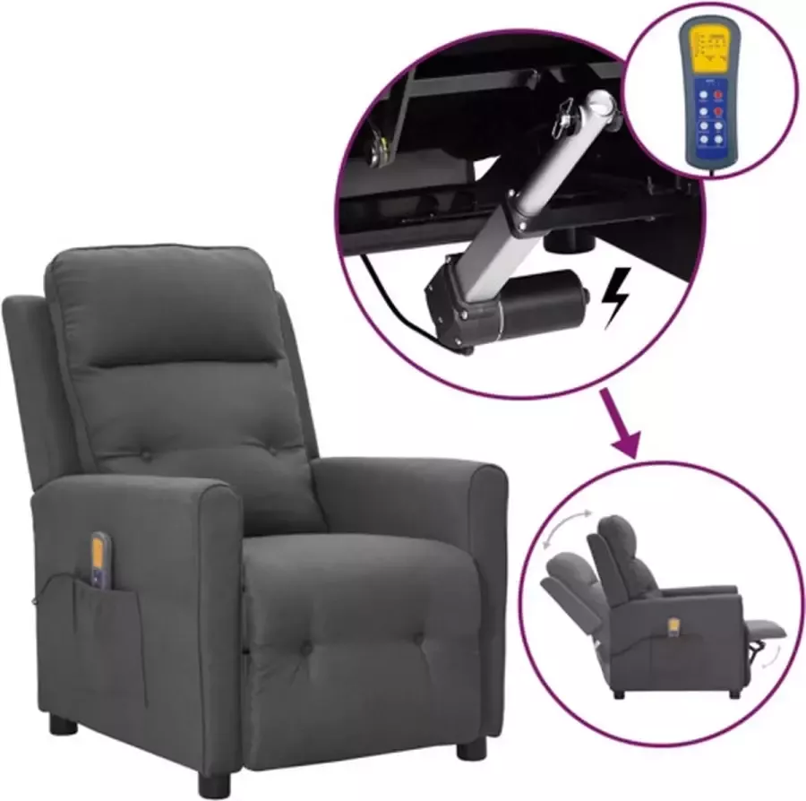 VidaXL Sta-op-massagestoel verstelbaar stof lichtgrijs - Foto 3