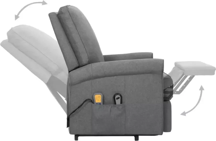 VidaXL Sta-op-massagestoel verstelbaar stof lichtgrijs - Foto 2