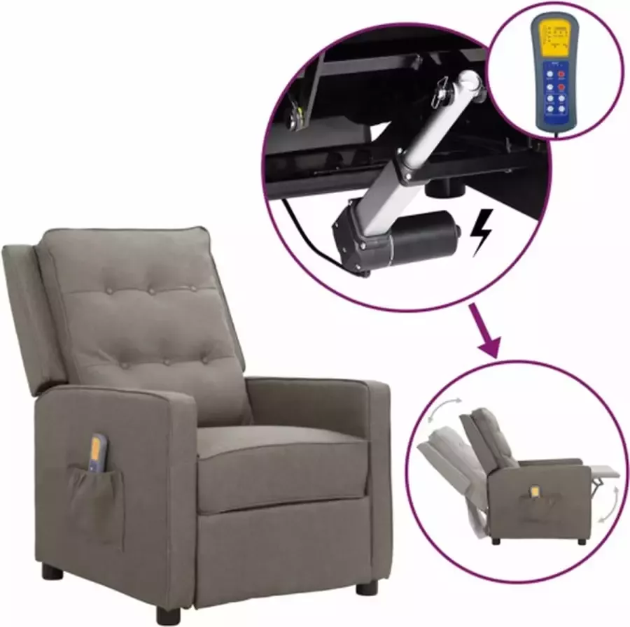 VidaXL Sta-op-massagestoel verstelbaar stof lichtgrijs - Foto 3