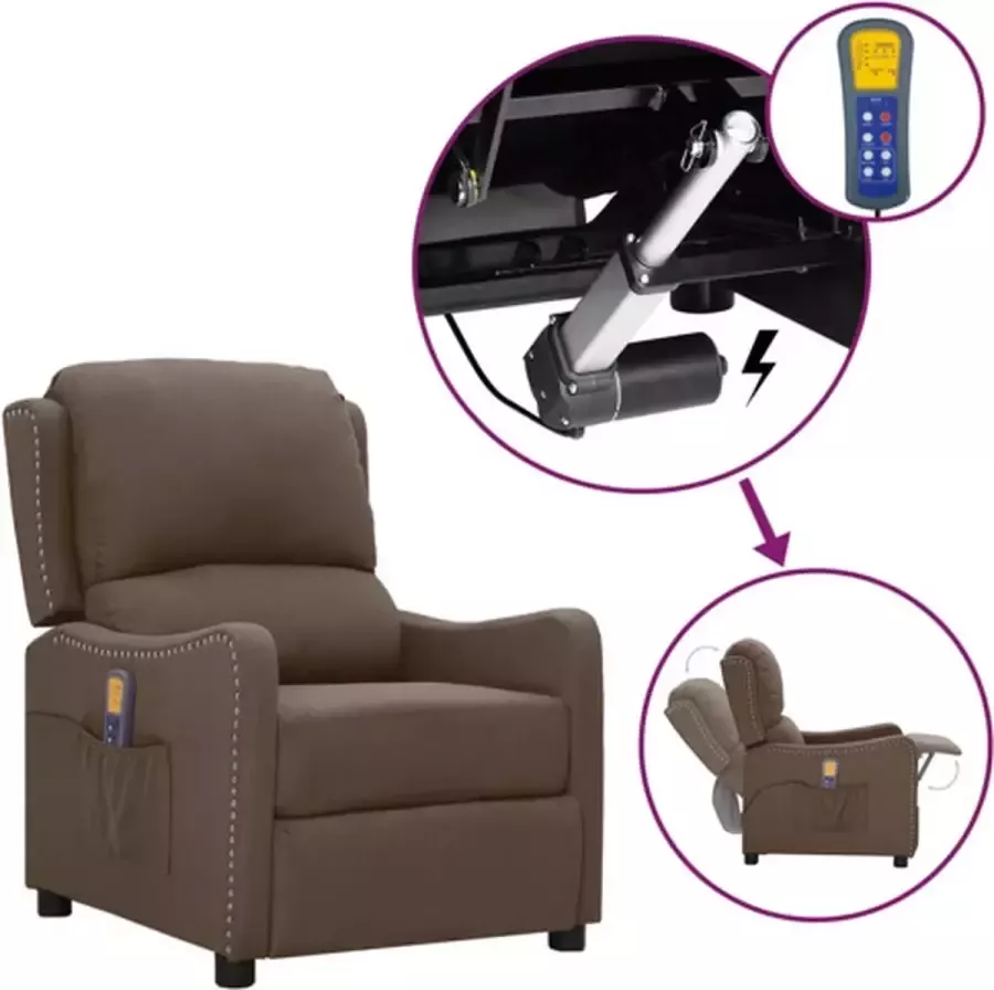 VidaXL Sta-op-massagestoel verstelbaar stof taupe - Foto 3