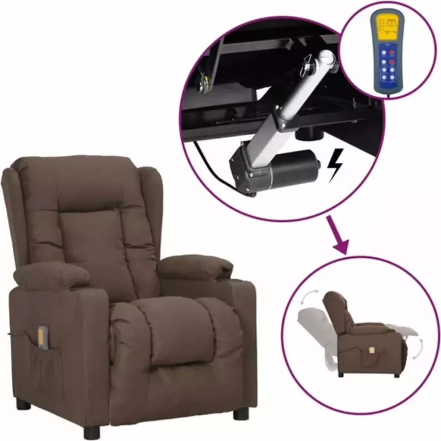 VidaXL Sta-op-massagestoel verstelbaar stof taupe - Foto 3