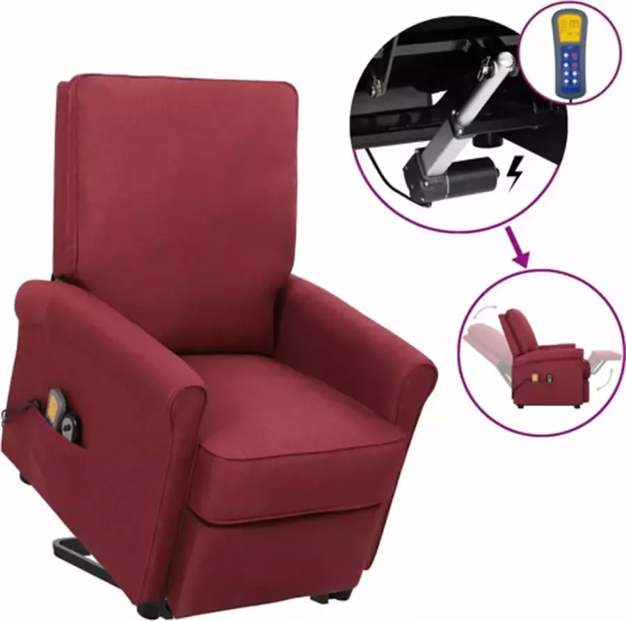 VidaXL Sta-op-massagestoel verstelbaar stof wijnrood - Foto 2