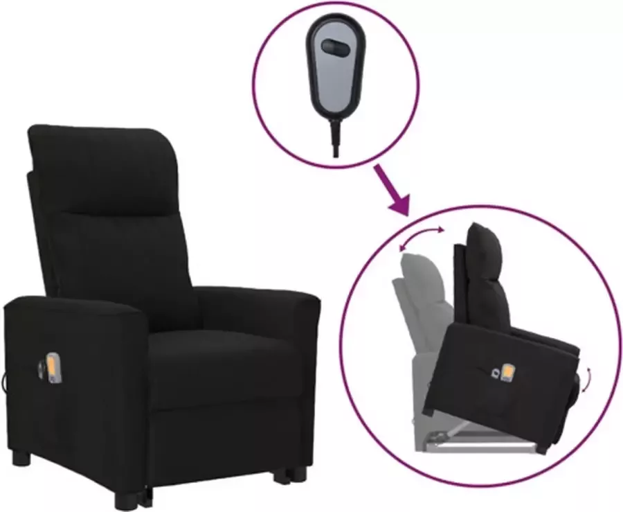 VidaXL Sta-op-massagestoel verstelbaar stof zwart - Foto 2