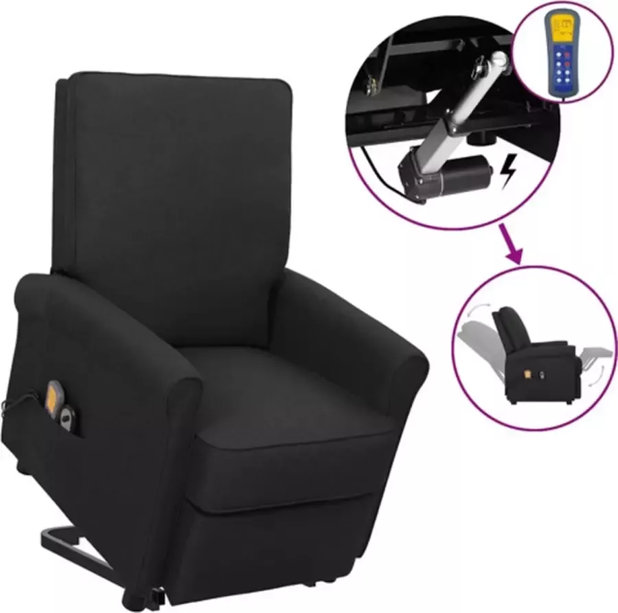 VidaXL Sta-op-massagestoel verstelbaar stof zwart - Foto 2