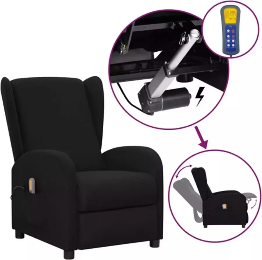 VidaXL Sta-op-massagestoel verstelbaar stof zwart