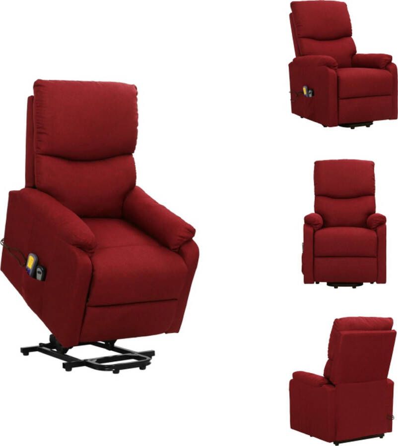 VidaXL Sta-op-massagestoel Wijnrood Verstelbare rugleuning en voetensteun Massagefunctie 67x88.5x106.5 cm (BxDxH) Fauteuil - Foto 3