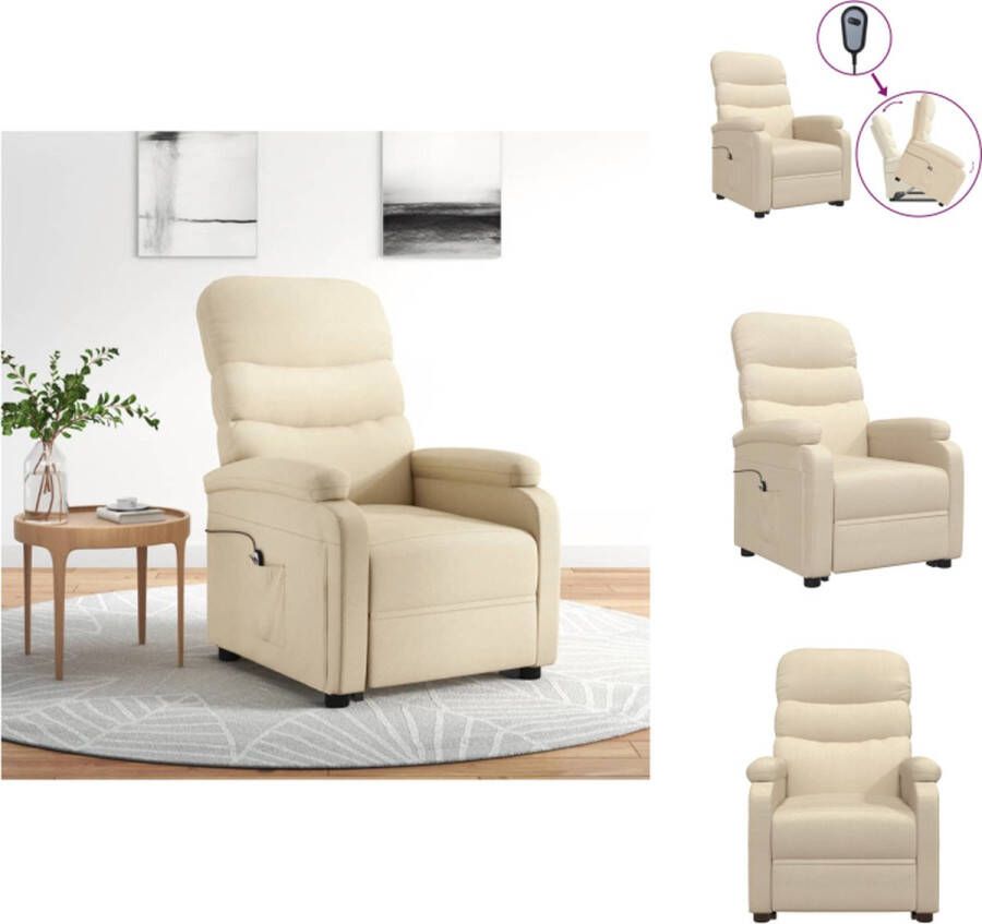VidaXL Sta-op-stoel Comfort Crème 70 x 91 x 100.5 cm Verstelbare rugleuning en voetensteun Heffunctie Fauteuil