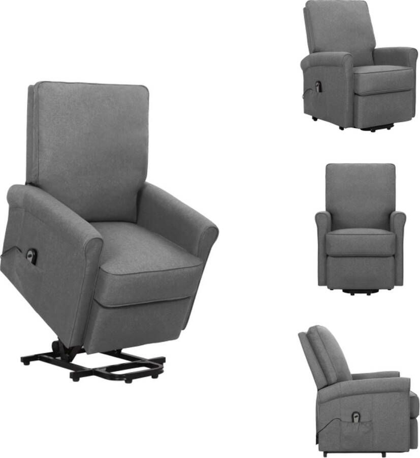 VidaXL Sta-op-stoel Comfort Lichtgrijs 70.5 x 89 x 102.5 cm Voor ouderen en rugklachten Fauteuil