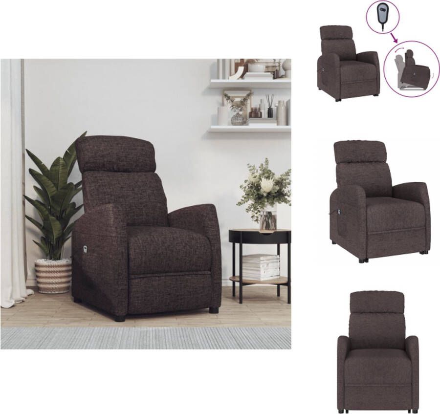 VidaXL Sta-op-stoel Relaxfauteuil Donkerbruin 66 x 83.5 x 104 cm Omhoog en naar achteren verstelbaar Zijvak Verstelbare rugleuning en voetensteun Montage vereist Fauteuil - Foto 2