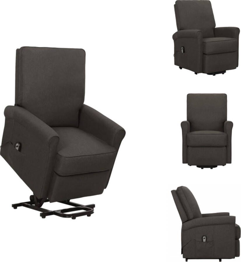 vidaXL Sta-op-stoel Relaxfauteuil Elektronisch verstelbaar Taupe stof 70.5 x 89 x 102.5 cm Fauteuil