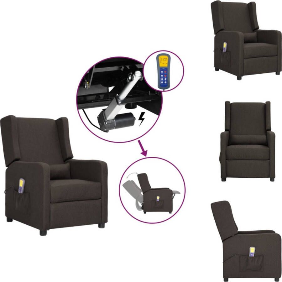 VidaXL Sta-op Verstelbare Massagestoel Taupe 68.5 x 88.5 x 95.5 cm Massage en verwarming Fauteuil