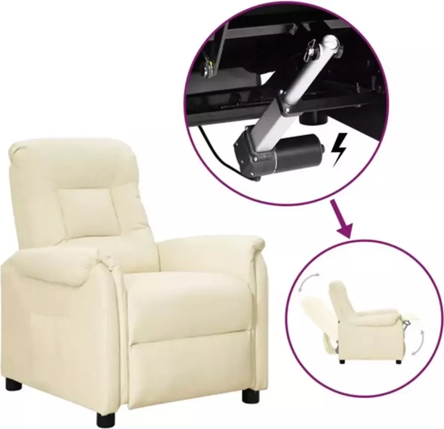 VidaXL Sta-opstoel verstelbaar kunstleer crèmekleurig