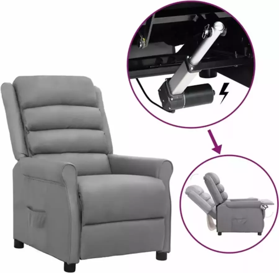 VIDAXL Sta-opstoel verstelbaar kunstleer grijs