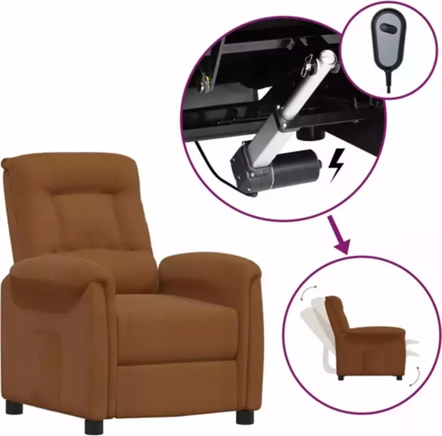 VidaXL Sta-opstoel verstelbaar microvezelstof bruin - Foto 2