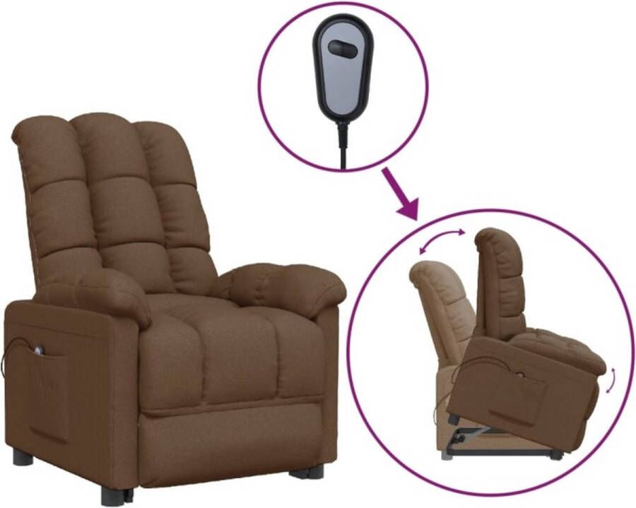 VidaXL Sta-opstoel verstelbaar stof bruin - Foto 2