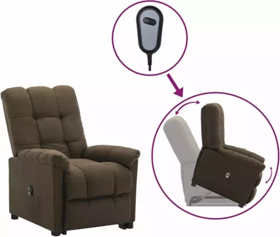 VidaXL Sta-opstoel verstelbaar stof bruin - Foto 3