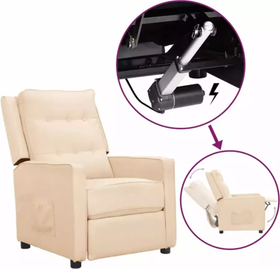 VIDAXL Sta-opstoel verstelbaar stof crèmekleurig - Foto 2