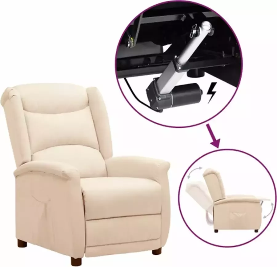 VIDAXL Sta-opstoel verstelbaar stof crèmekleurig