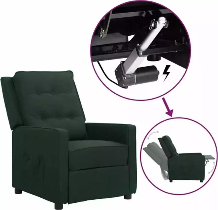 VIDAXL Sta-opstoel verstelbaar stof donkergroen