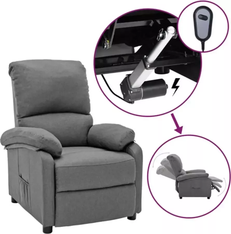 VIDAXL Sta-op-stoel verstelbaar stof lichtgrijs