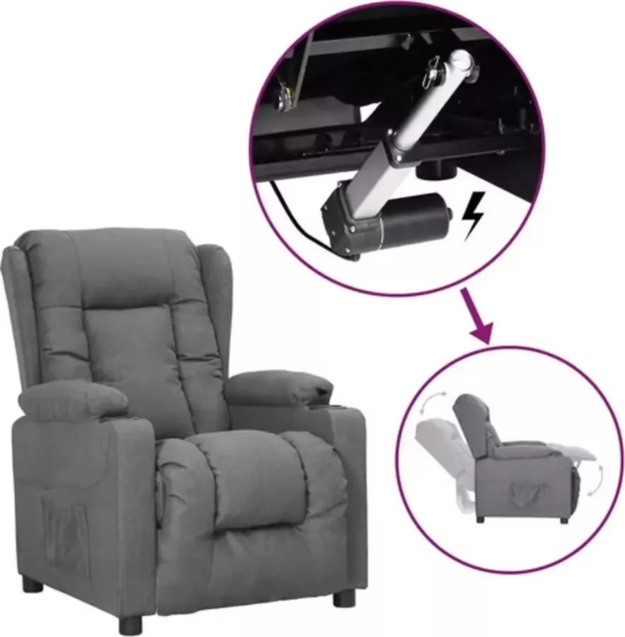 VidaXL Sta-opstoel verstelbaar stof lichtgrijs