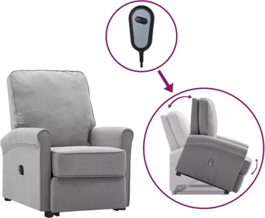 VidaXL Sta-opstoel verstelbaar stof lichtgrijs - Foto 3