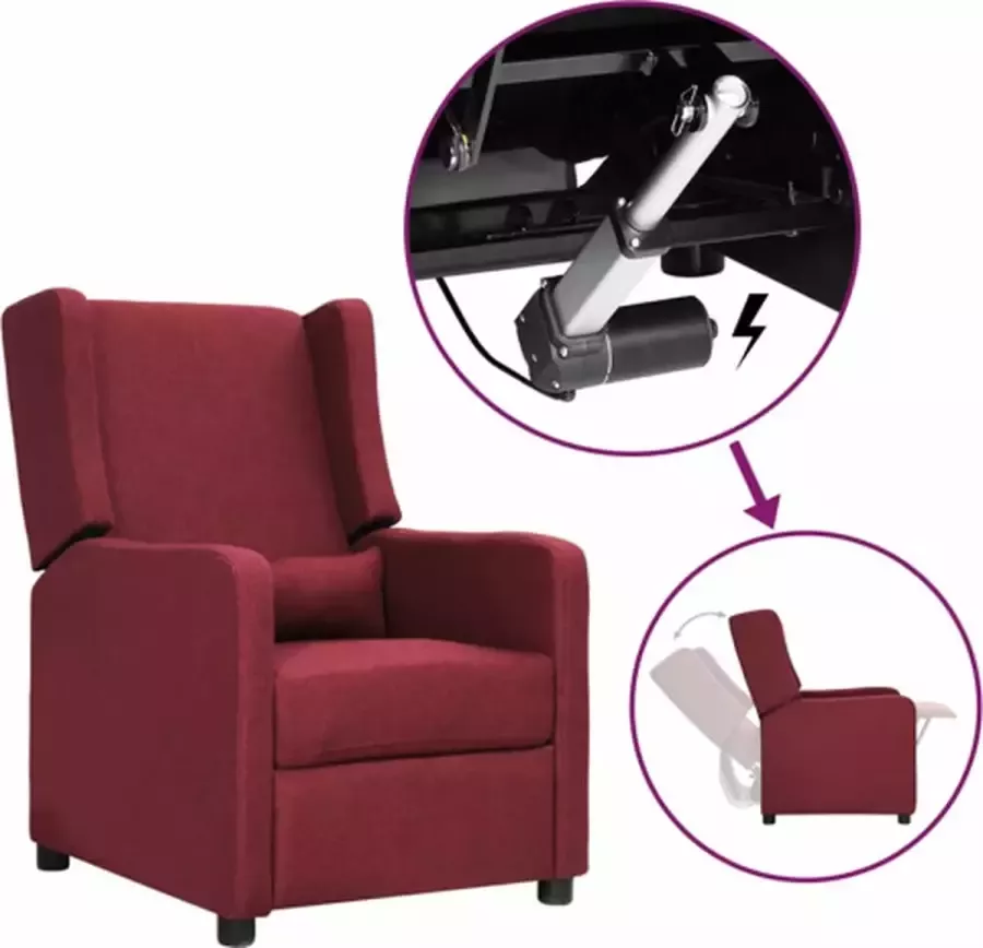 VIDAXL Sta-opstoel verstelbaar stof wijnrood