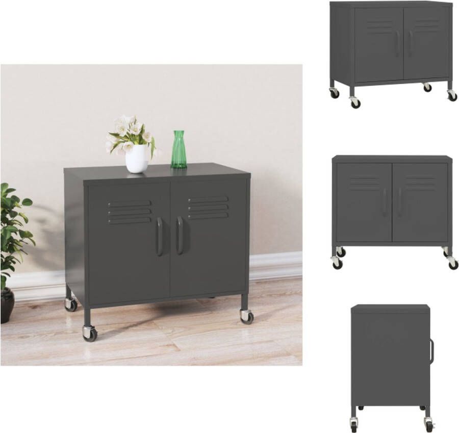 VidaXL Opbergkast Opbergkasten Opslagkast Opslagkasten Opbergkast 60x35x56 cm staal antracietkleurig - Foto 2