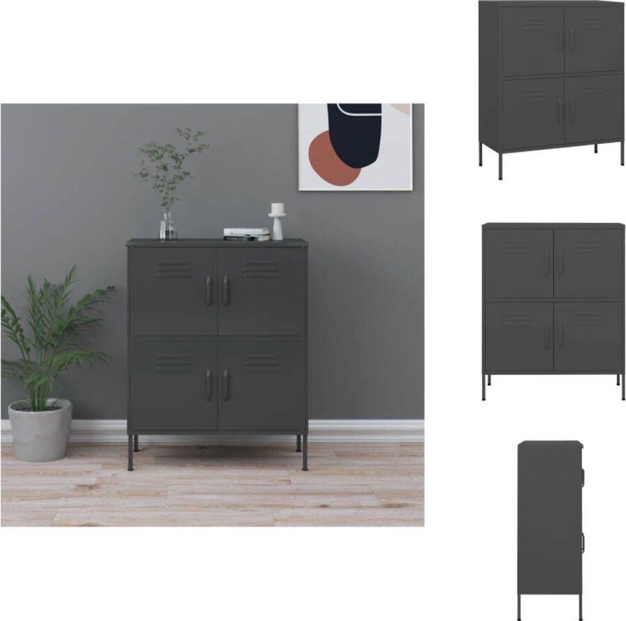 VidaXL Opbergkast Opbergkasten Opslagkast Opslagkasten Opbergkast 80x35x101 5 cm staal antracietkleurig - Foto 3