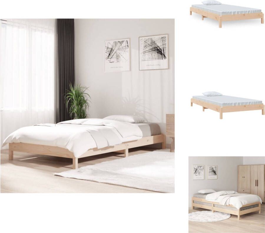 vidaXL Stapelbaar Bedframe Massief grenenhout 196.5 x 81.5 x 22 cm Tijdloos ontwerp Bed