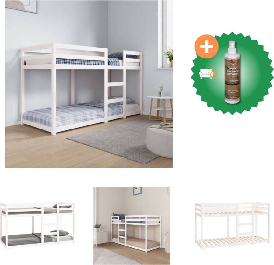 VidaXL Stapelbed 75x190 cm massief grenenhout wit Bed Inclusief Houtreiniger en verfrisser