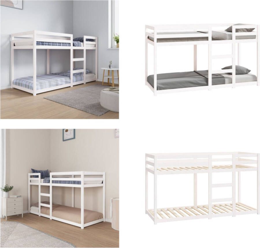 VidaXL Stapelbed 75x190 cm massief grenenhout wit Stapelbed Stapelbedden Bed Bedframe - Foto 2