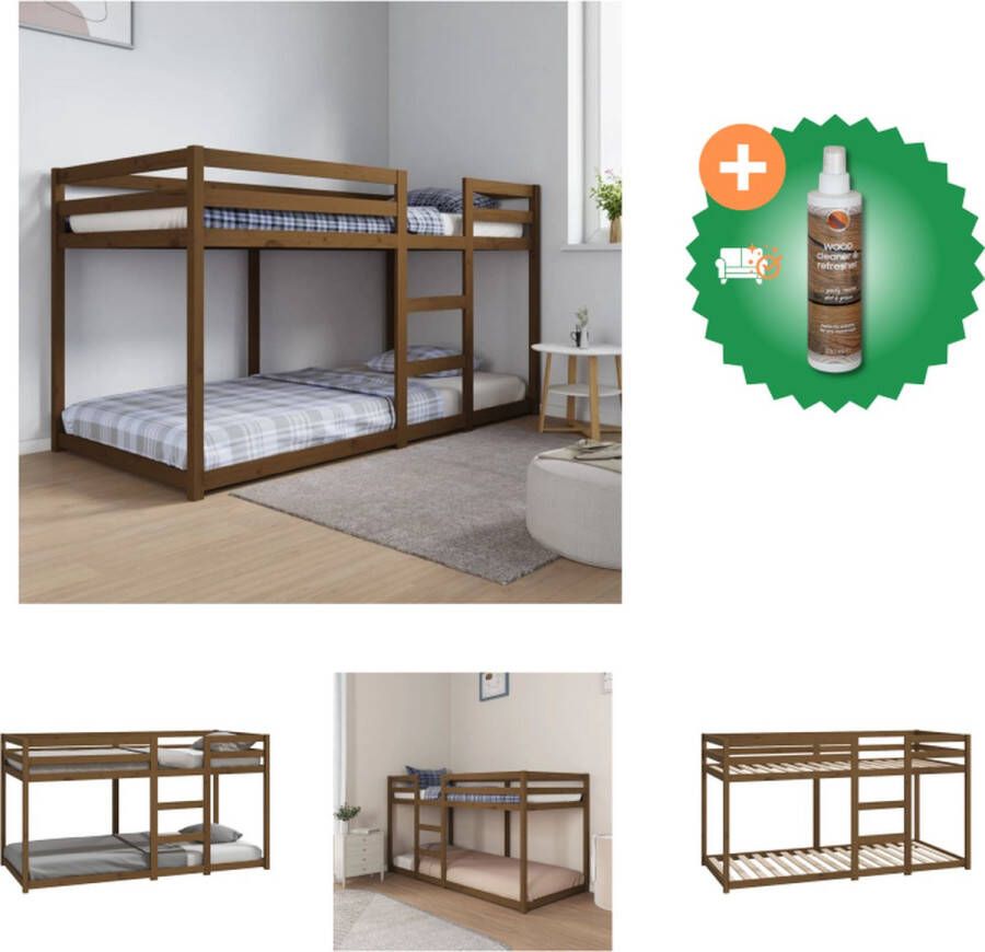 VidaXL Stapelbed Grenenhout 205.5x95.5x112 cm veilig ontwerp honingbruin Bed Inclusief Houtreiniger en verfrisser