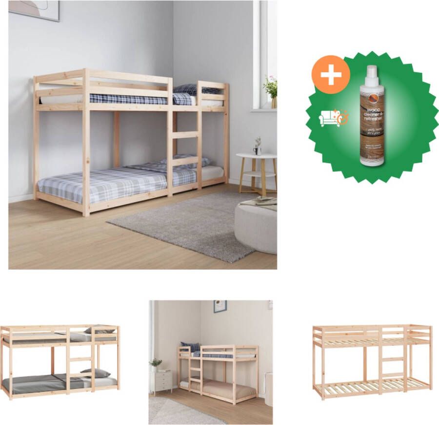 VidaXL Stapelbed Massief Grenenhout 195.5 x 80.5 x 112 cm Veilig ontwerp Bed Inclusief Houtreiniger en verfrisser - Foto 2
