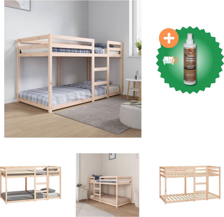 VidaXL Stapelbed Massief grenenhout 195.5 x 95.5 x 112 cm Veilig ontwerp Geschikt voor kleine ruimtes Bed Inclusief Houtreiniger en verfrisser