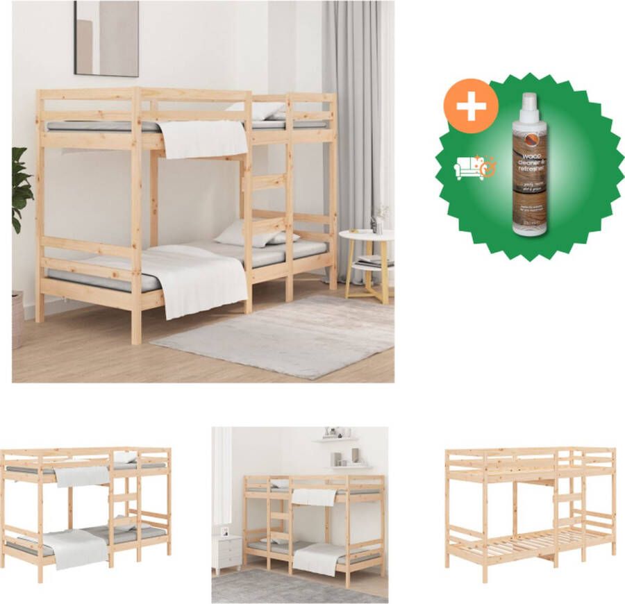 VidaXL Stapelbed Massief Grenenhout 195.5 x 80.5 x 112 cm Veilig ontwerp Bed Inclusief Houtreiniger en verfrisser