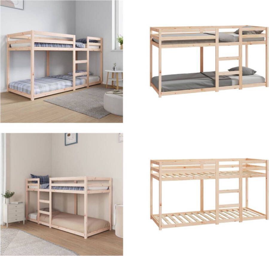 VidaXL Stapelbed massief grenenhout 80x200 cm Stapelbed Stapelbedden Bed Bedframe - Foto 2