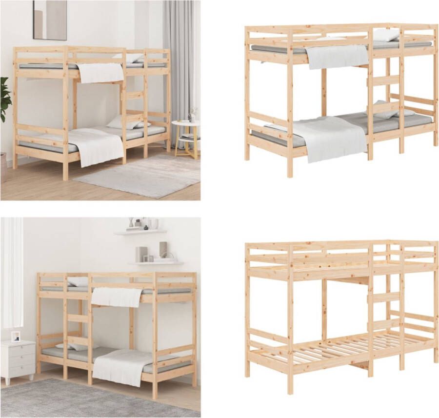 VidaXL Stapelbed massief grenenhout 80x200 cm Stapelbed Stapelbedden Bed Bedframe